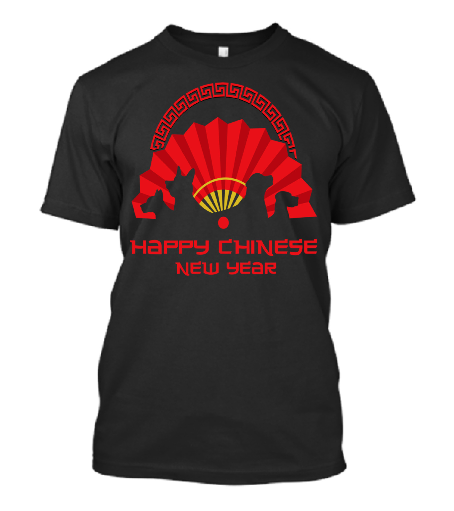 Happy Chinese New Year Dog Silhouettes Fan T-Shirt