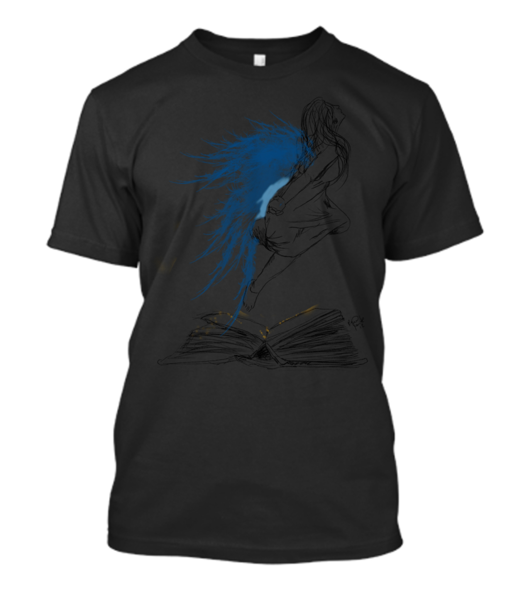 BookReading Blue Angelic Wings Fantasy Spirit T-Shirt