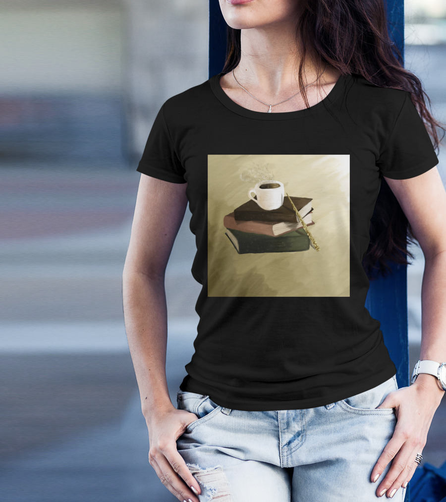 Books And Coffee With Wand T-Shirt