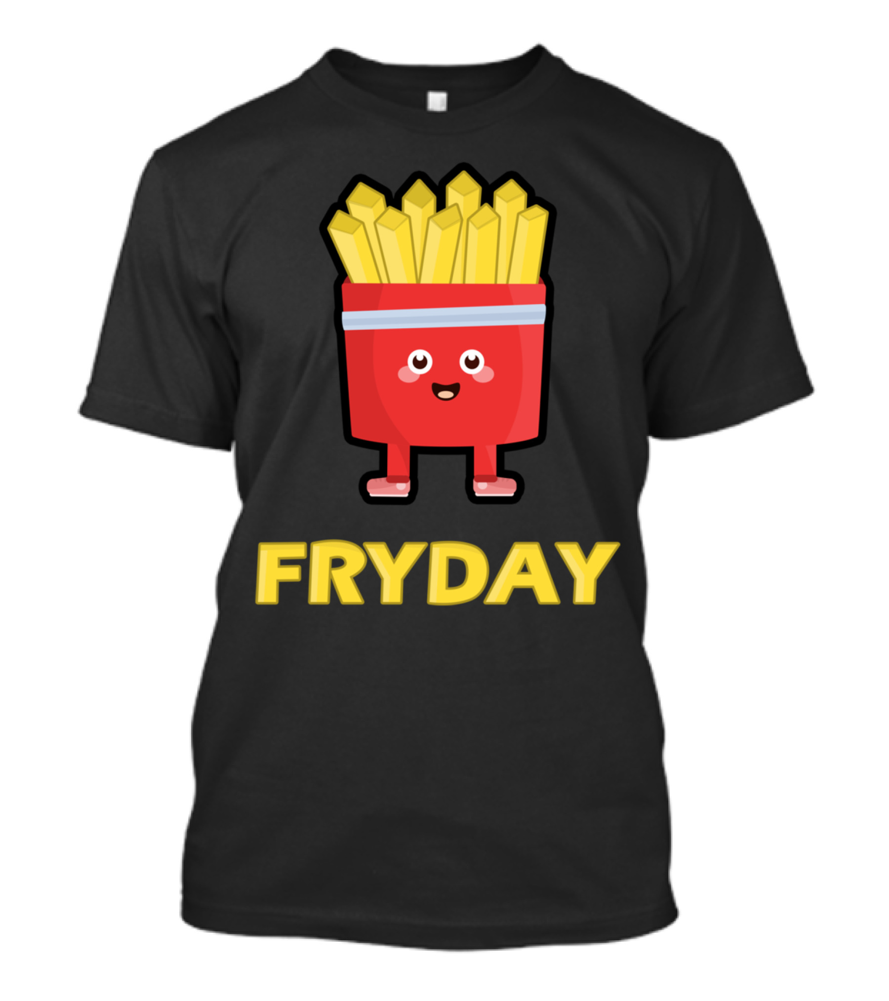 Fryday Happy Cartoon French Fries Character T-Shirt