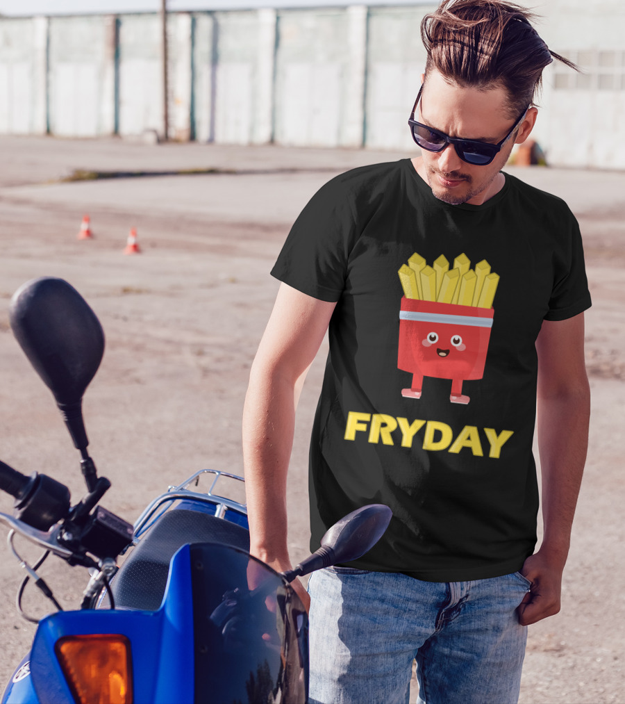 Fryday Happy Cartoon French Fries Character T-Shirt