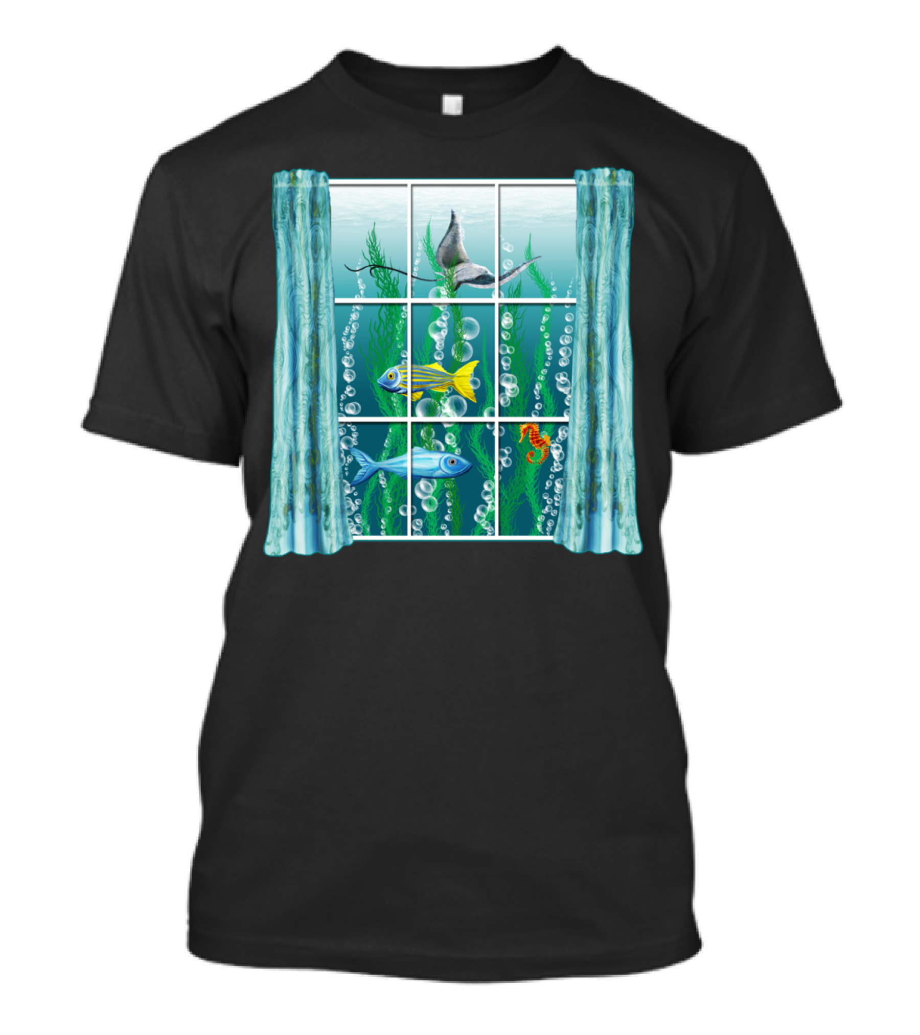 Window To The Sea DreamE Ocean View With Fish And Seahorse T-Shirt