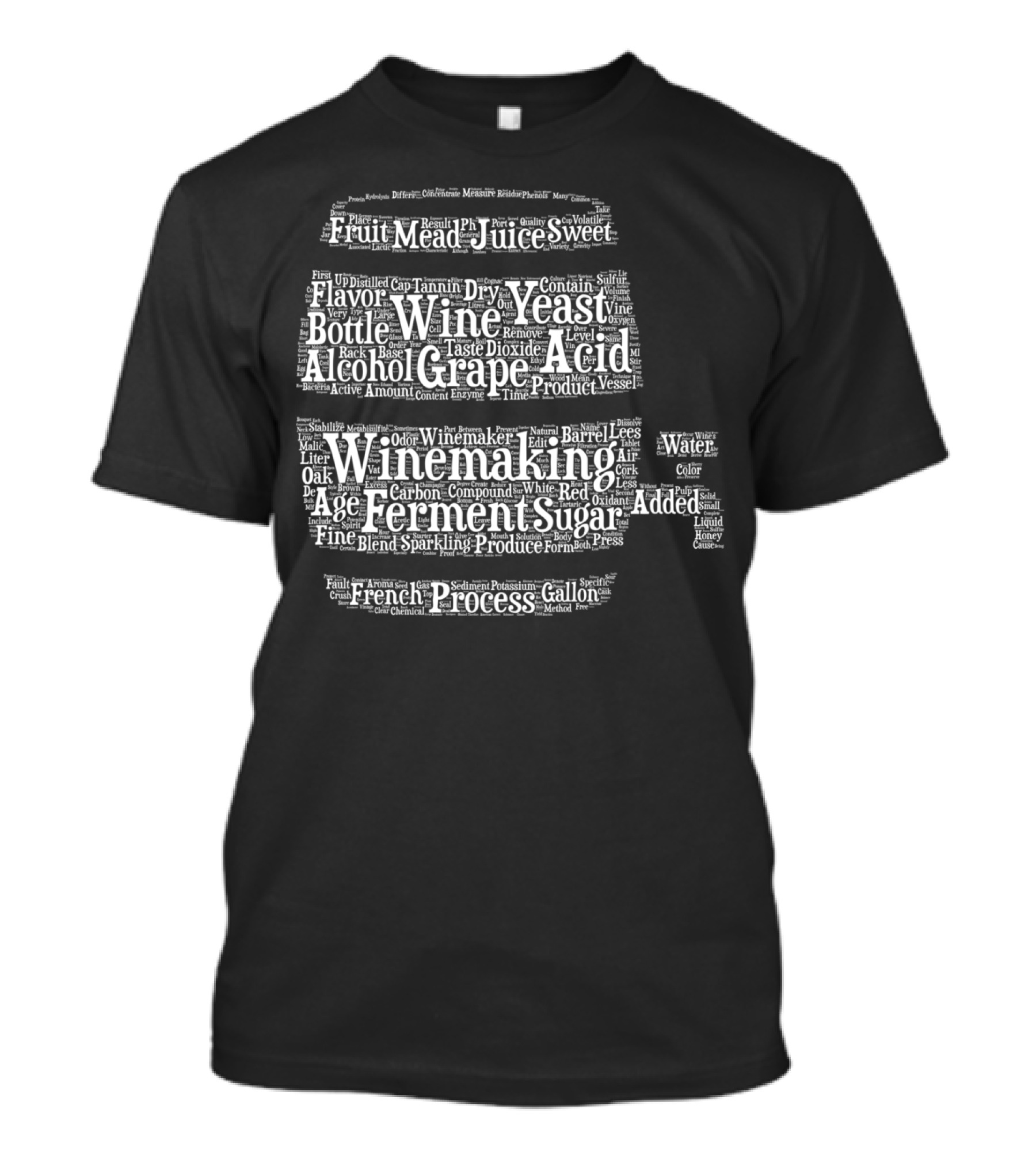 Winemaking Process Wine Yeast Grape Acid Ferment Sugar Alcohol Bottle Mead French Process T-Shirt