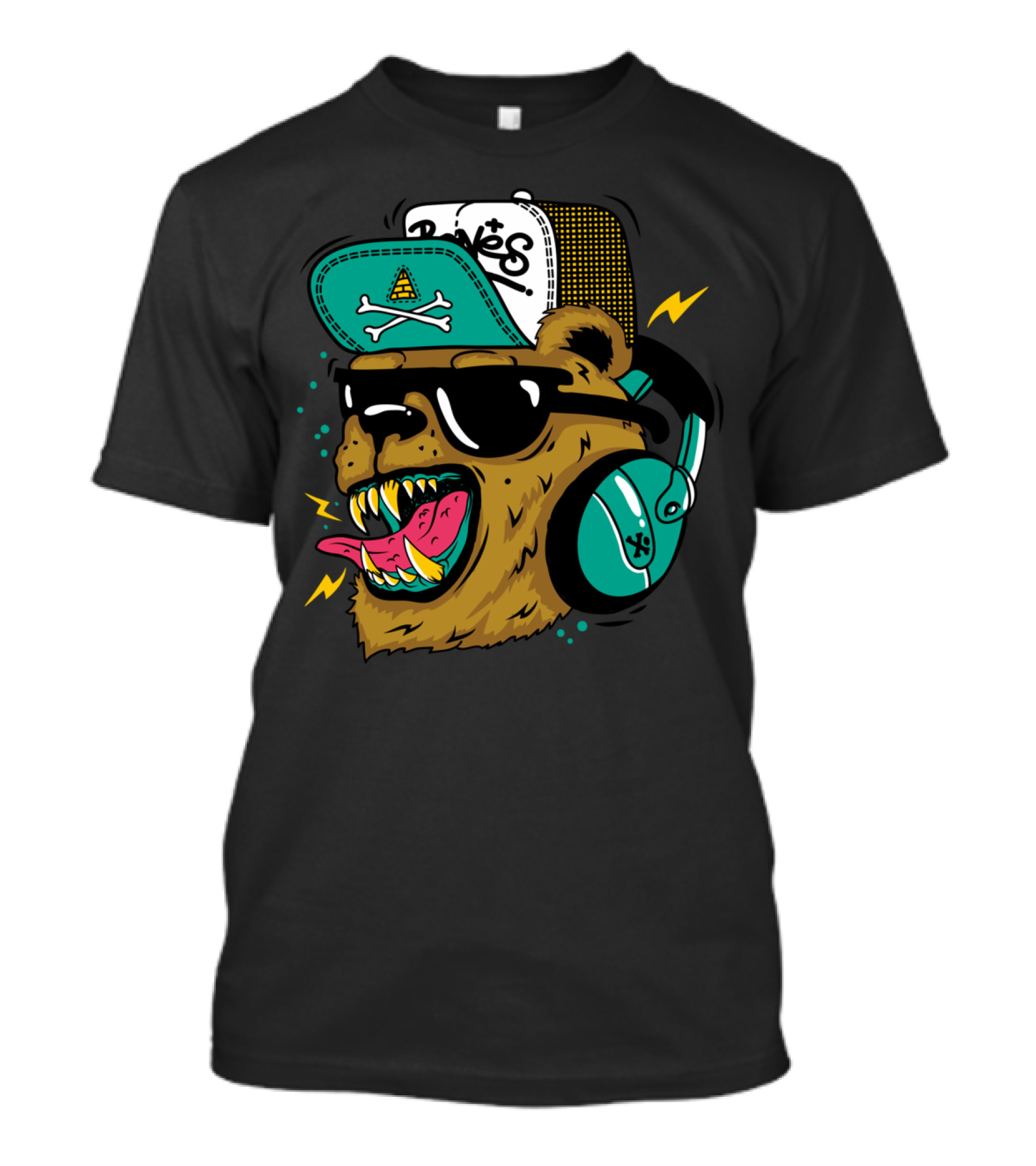 Bones Bear With Headphones And Cap T-Shirt