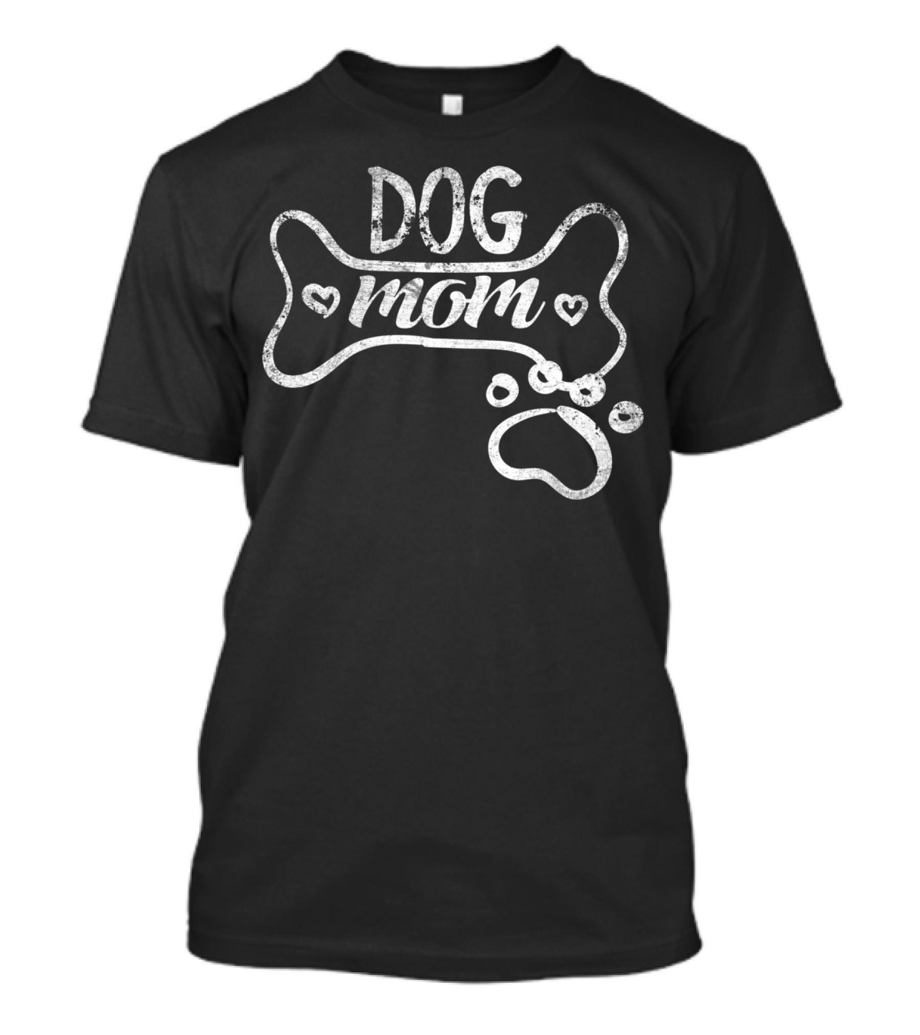 Dog Mom Funny Dog Bone Heart Paw Prints T-Shirt