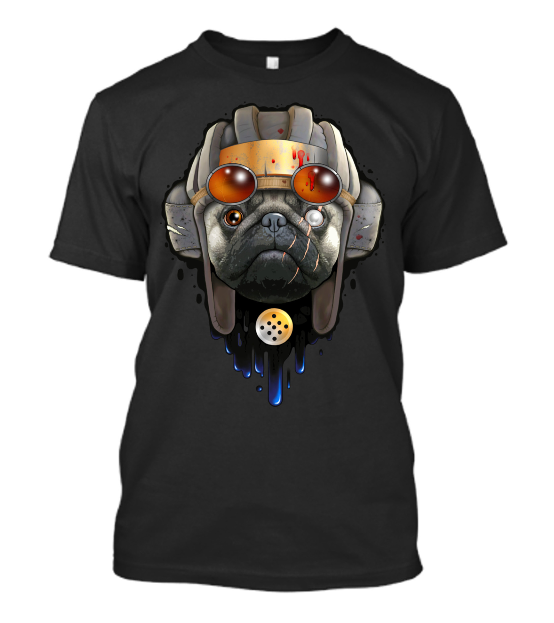 Dog Of War Pug Pilot Vintage Aviator Helmet Iconic T-Shirt