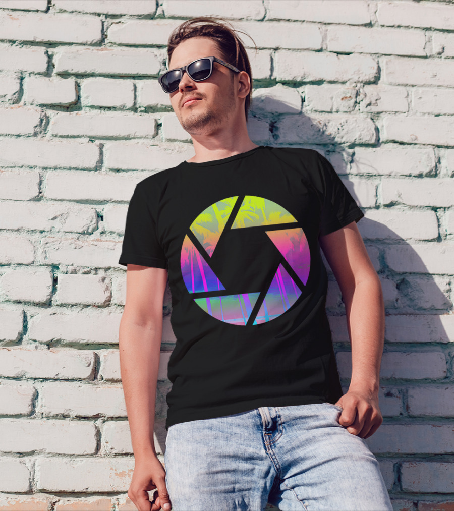 Capture The Summer Neon Palm Trees Vivid Camera Lens Tropics T-Shirt