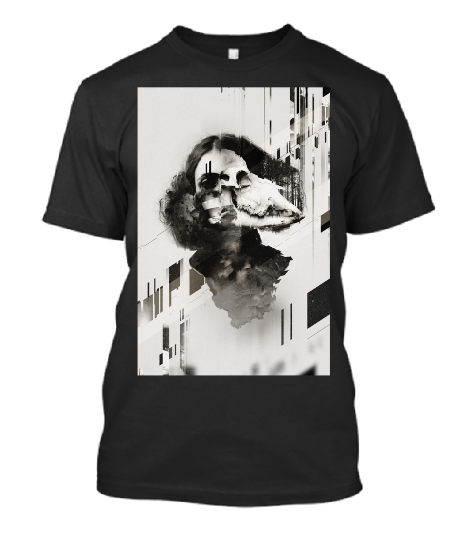 Border Abstract Skull Surrealism Fusion T-Shirt