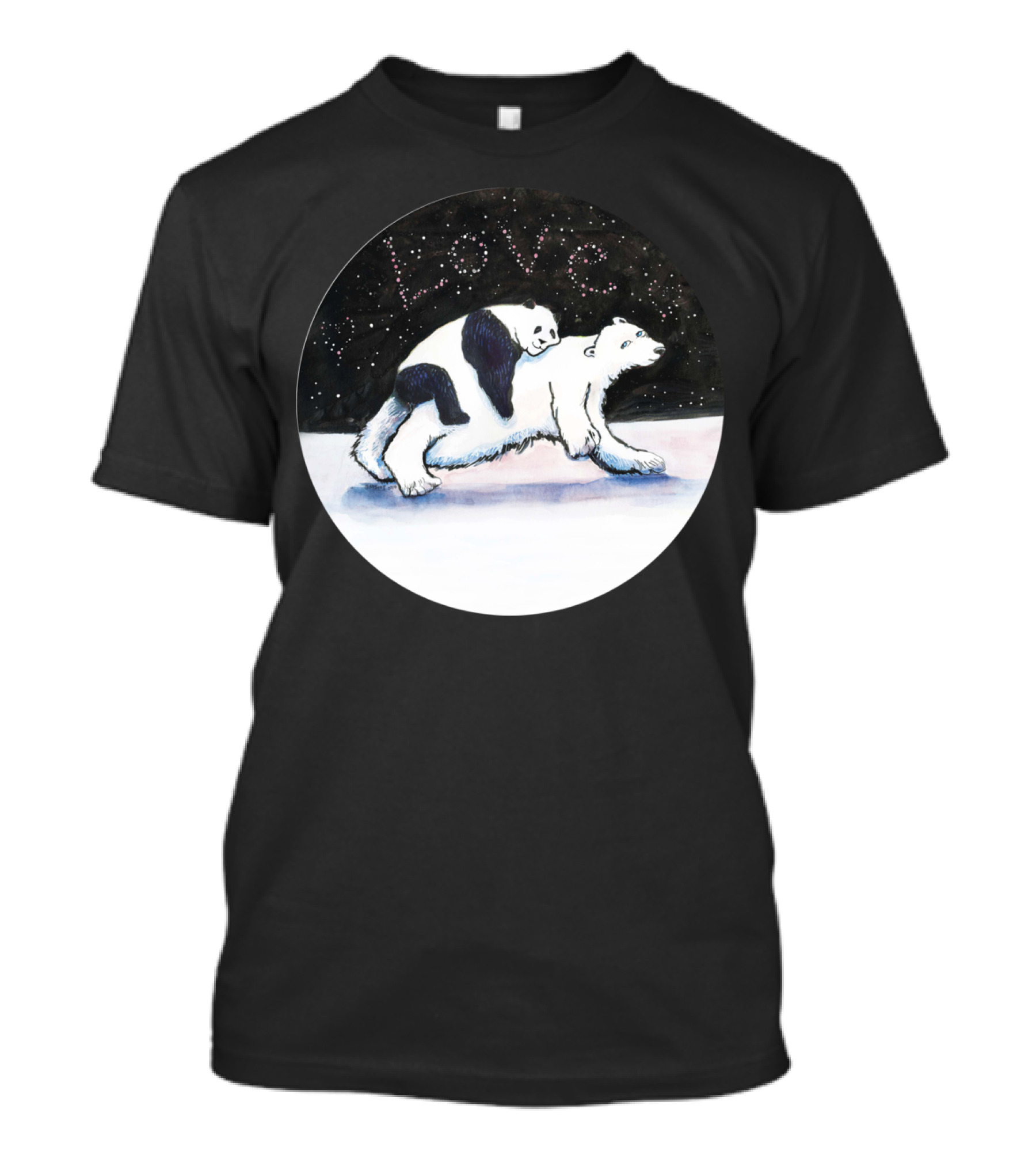 LOVE Panda Hugging Polar Bear Under The Stars T-Shirt