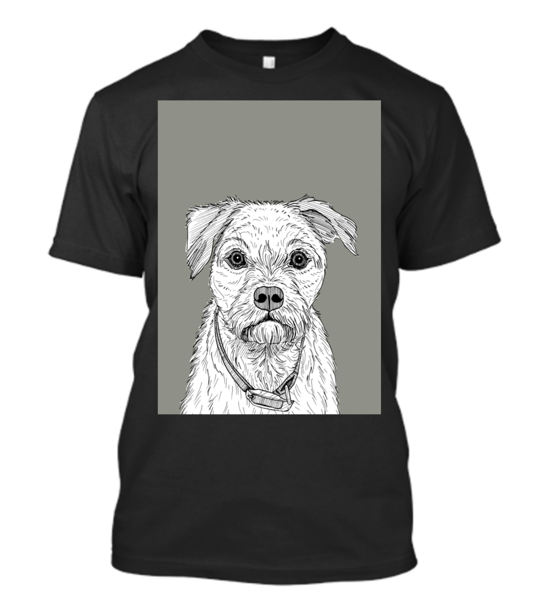 Border Terrier Dog Detailed Line Drawing T-Shirt