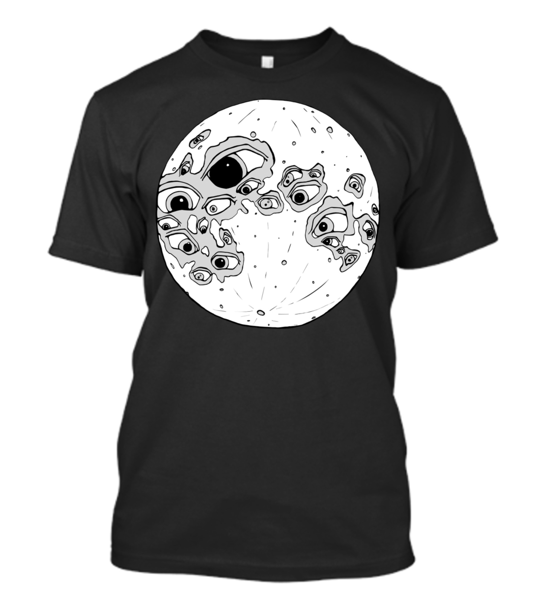 Full Moon Crater Eyes Monochrome Vision T-Shirt