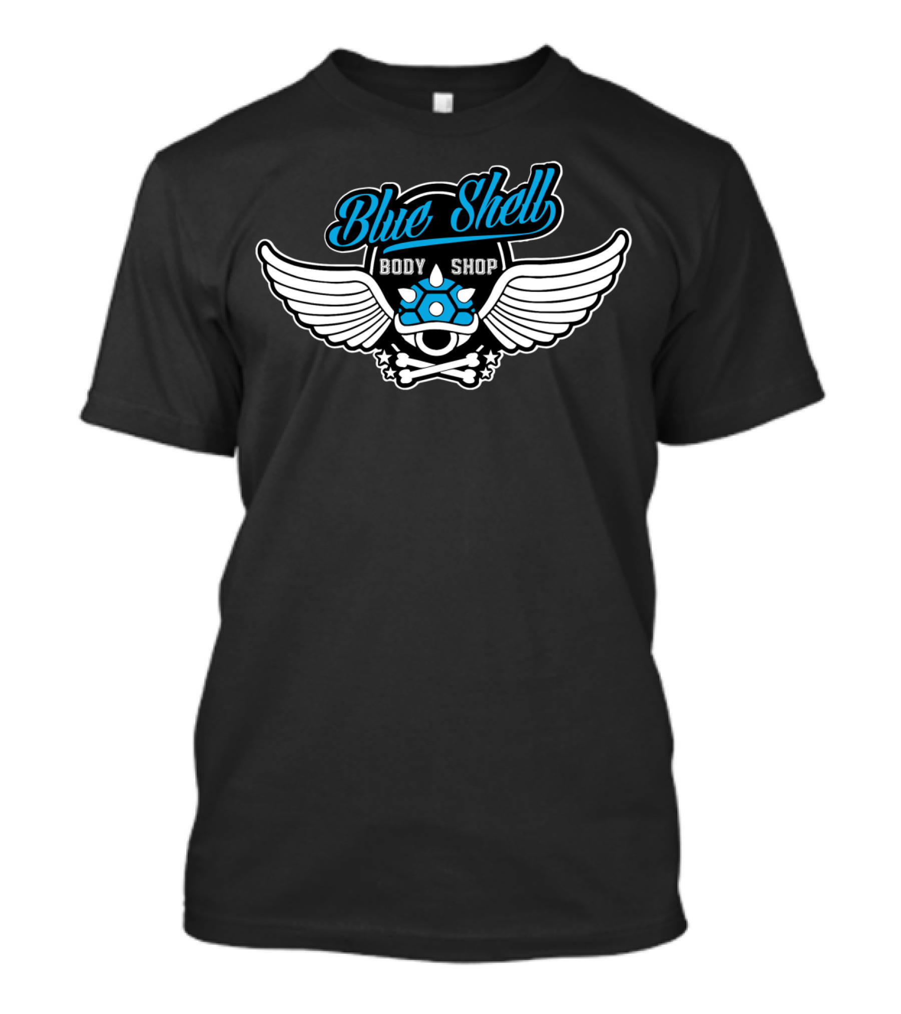 Blue Shell Body Shop Winged Skull T-Shirt