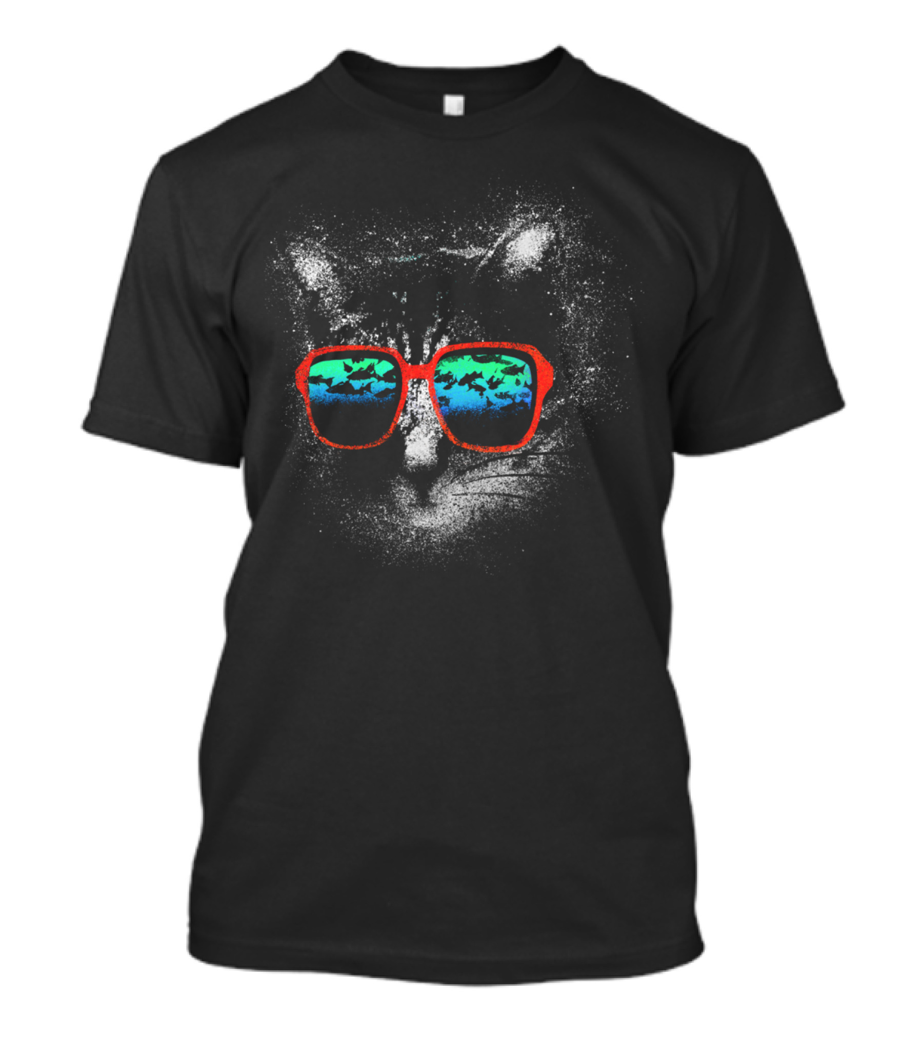 I See Food Cat Wearing Sunglasses With Fish Reflection T-Shirt