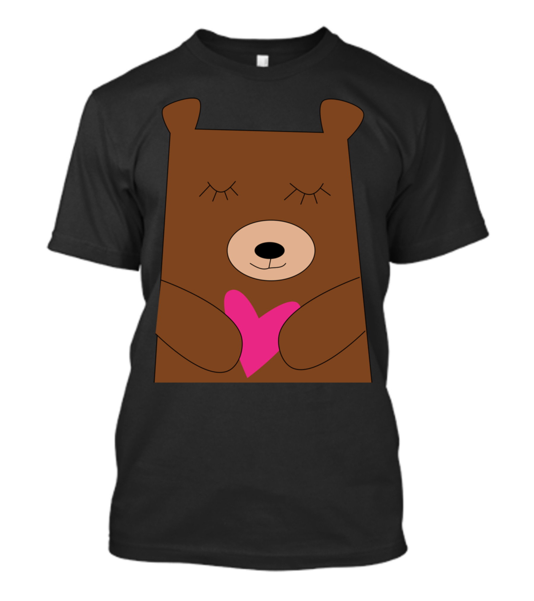 Bear Holding Pink Heart With Eyes Closed T-Shirt