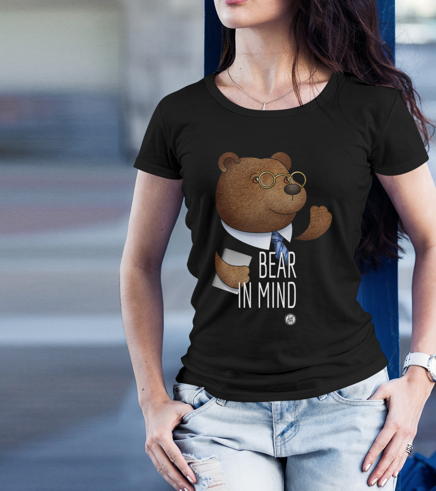 Bear In Mind Glasses And Tie Bear Holding Tablet T-Shirt