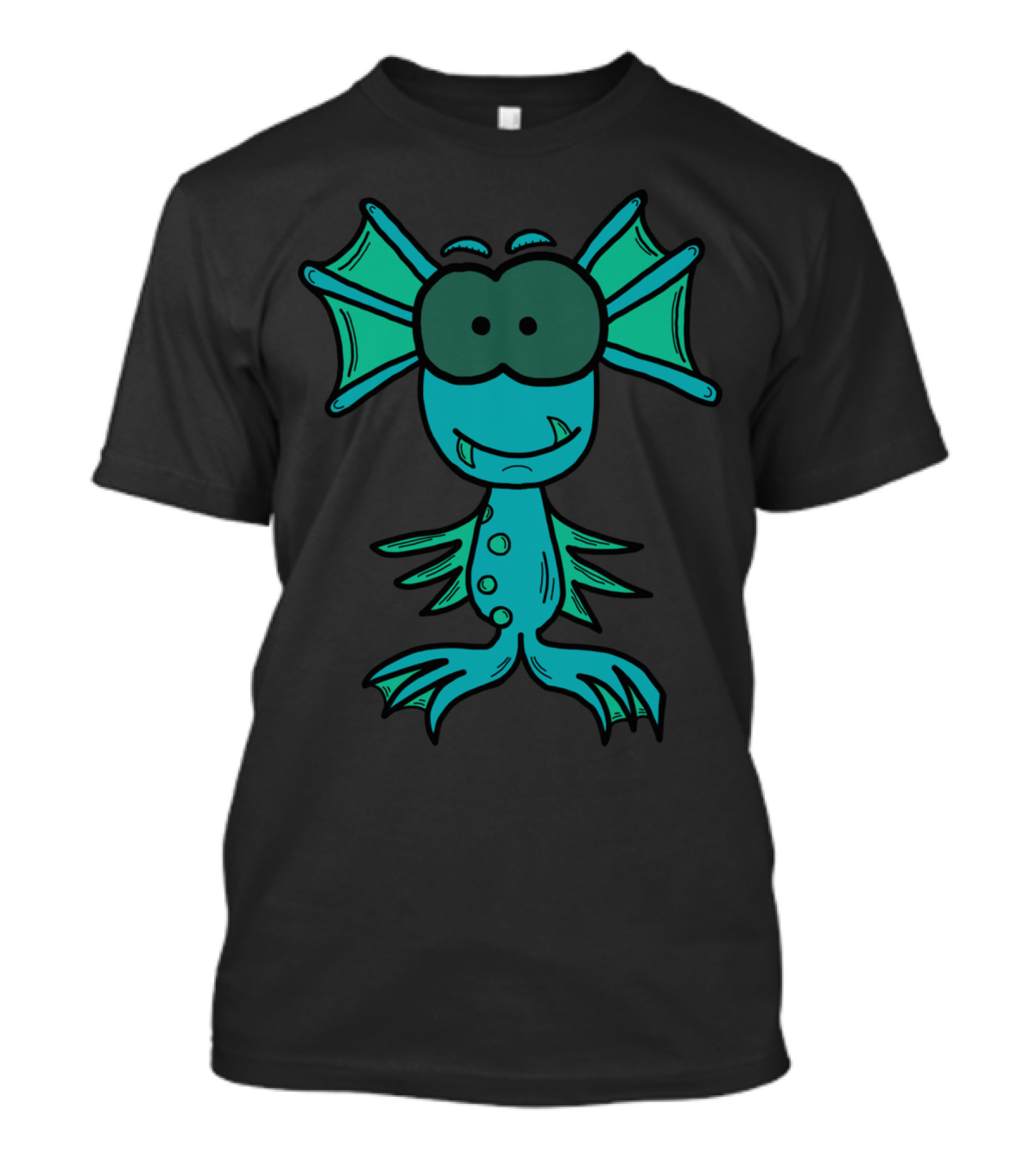 Aquamonsta Quirky Cartoon Creature With Fins And Claws T-Shirt