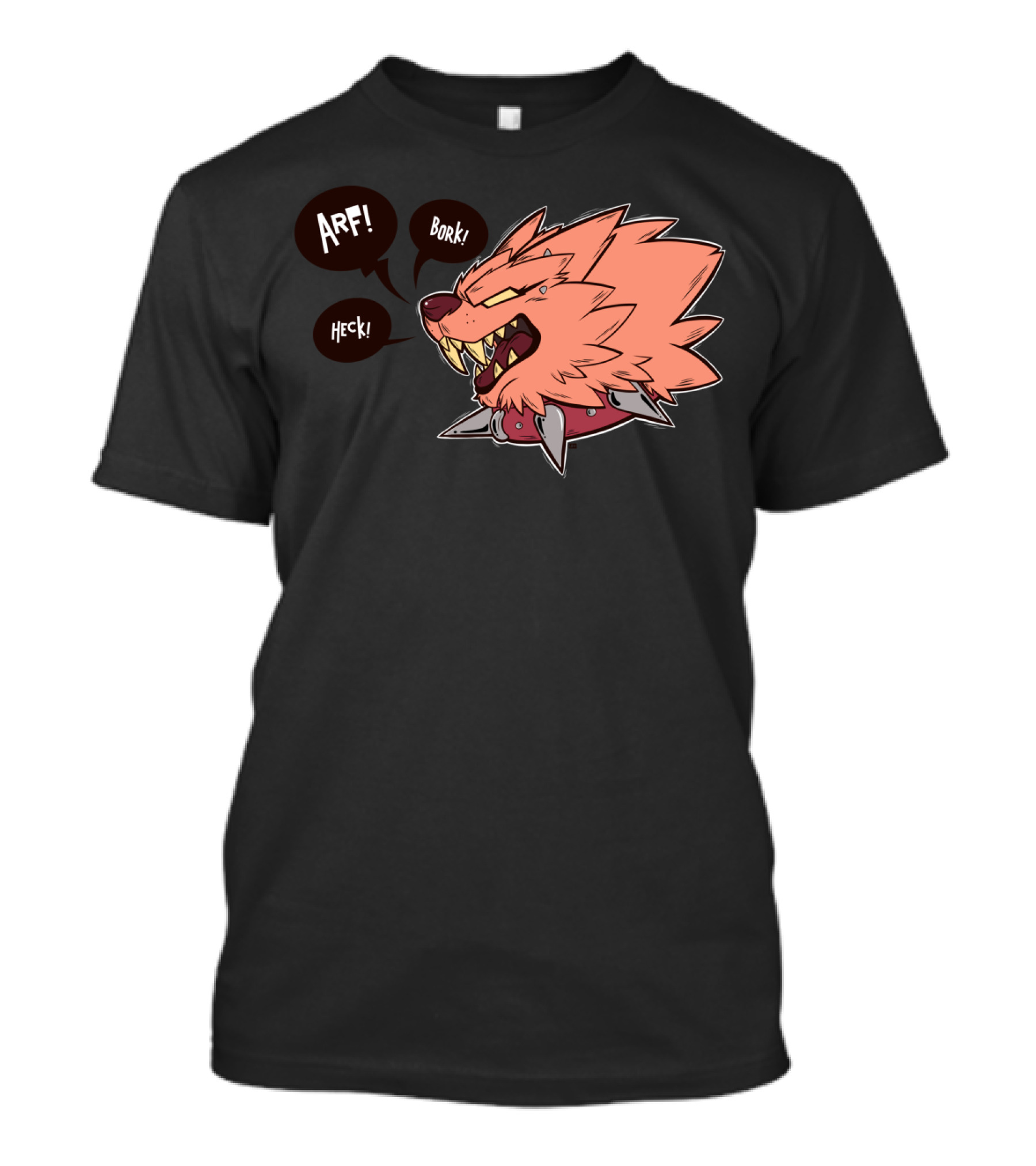 Bork Warwulf Arf Bork Heck Fierce Cartoon Canine With Spiked Collar T-Shirt