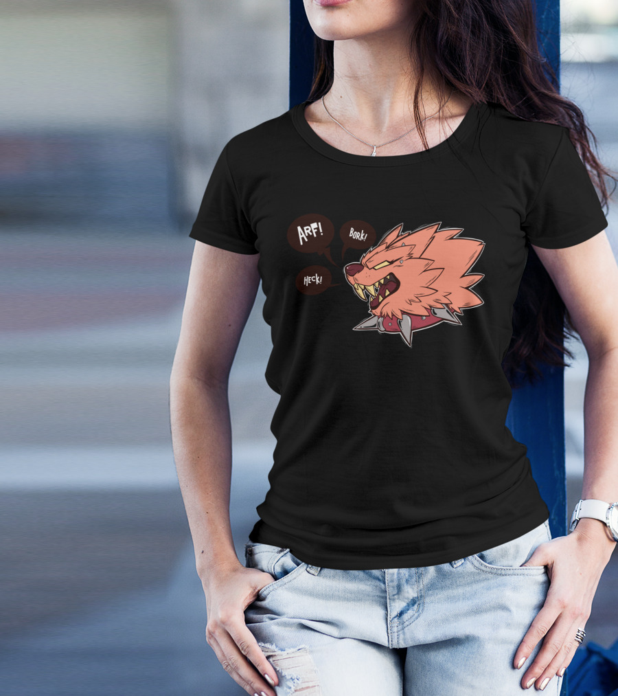 Bork Warwulf Arf Bork Heck Fierce Cartoon Canine With Spiked Collar T-Shirt