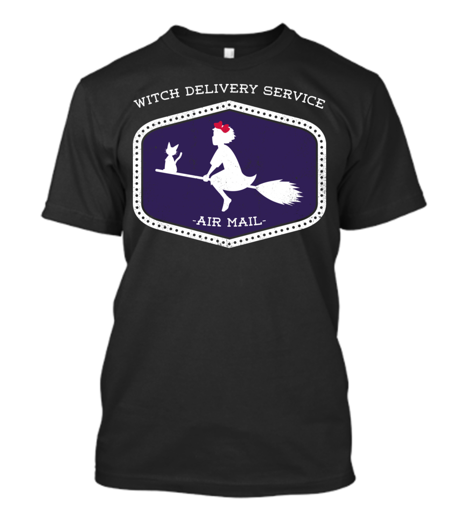 Witch Delivery Service Air Mail Broomstick Cat T-Shirt