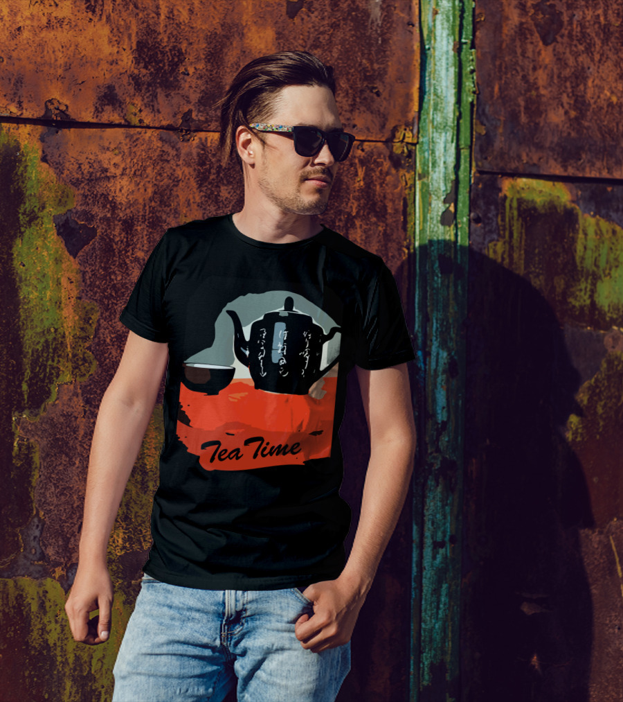 Tea Time Japanese Teapot And Cup On Red Table T-Shirt