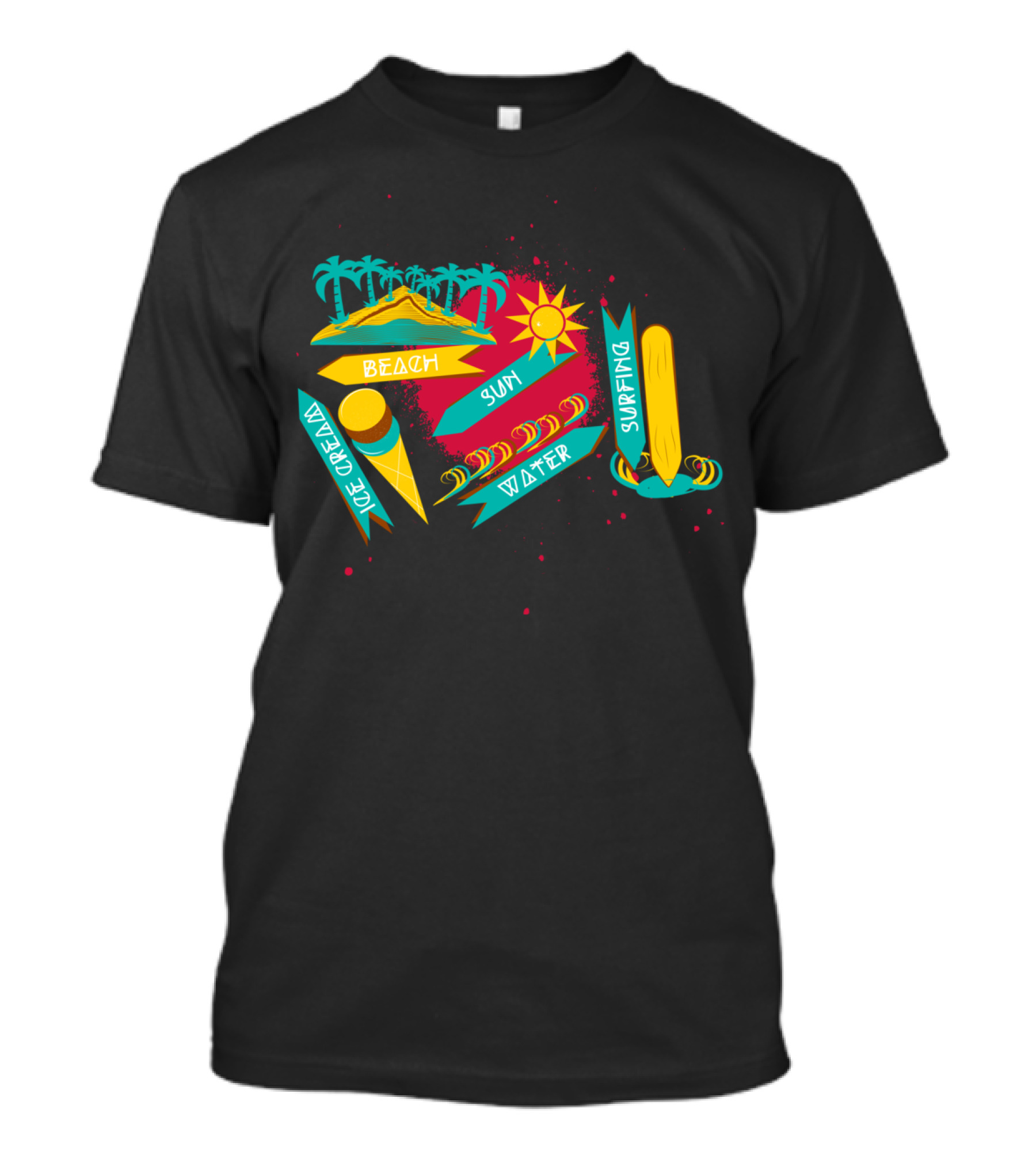 Ice Cream Beach Sun Water Surfing Fun T-Shirt