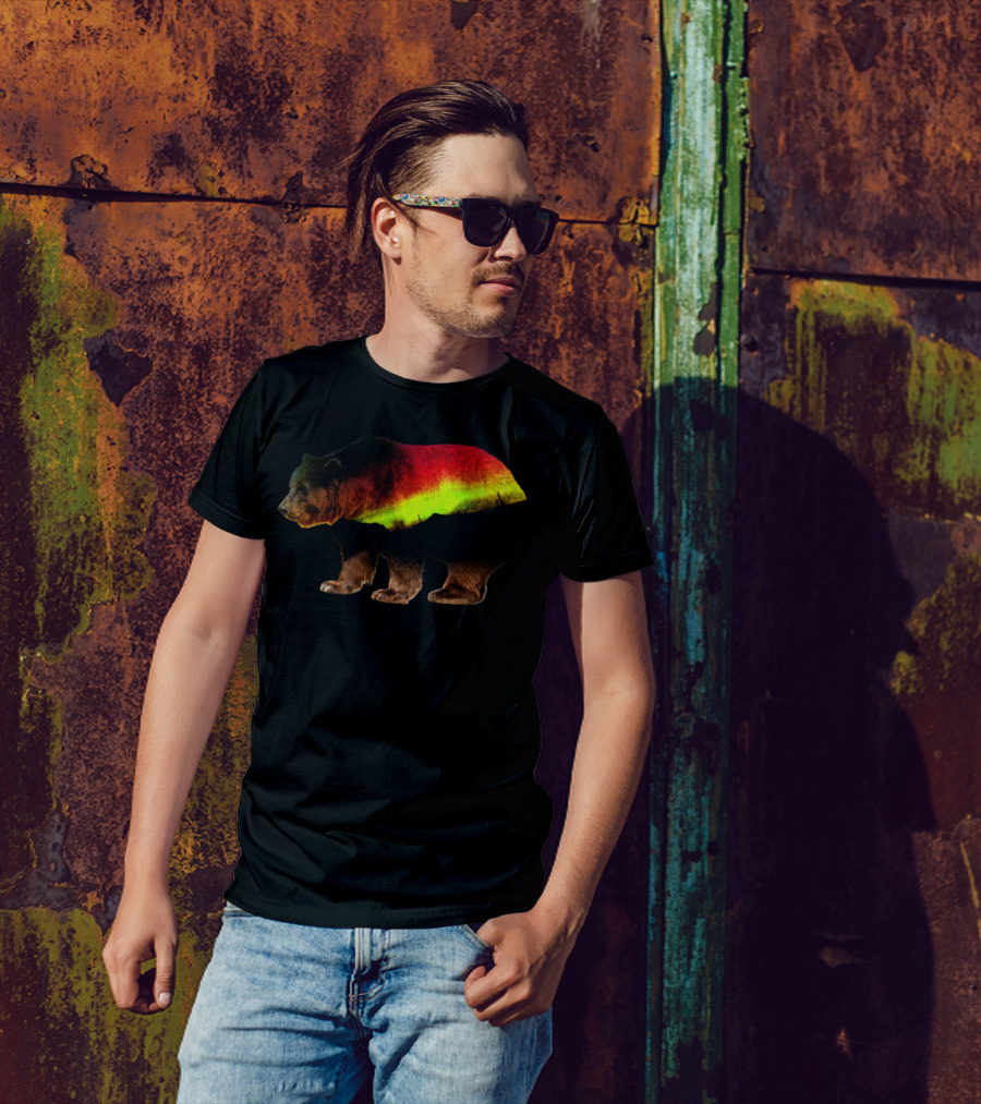 Bear Silhouette With Vibrant Gradient Colors T-Shirt