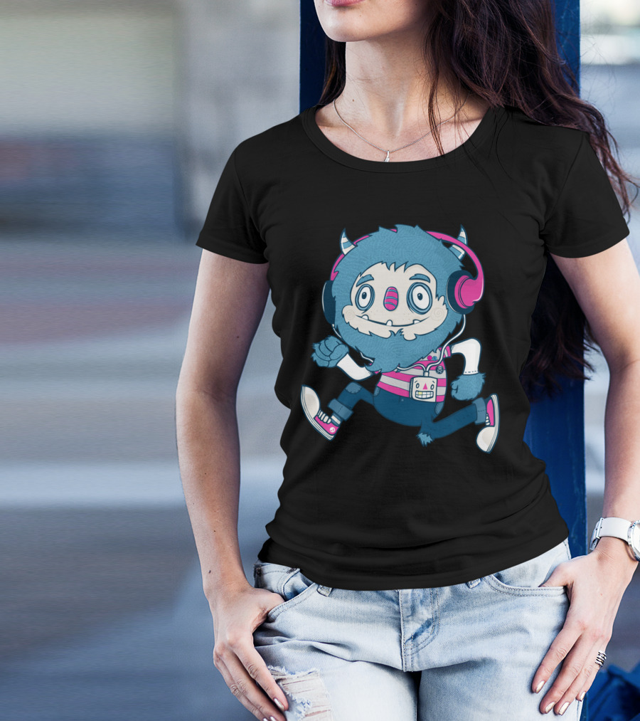 Funky Monster Beats Retro Headphones Cartoon T-Shirt
