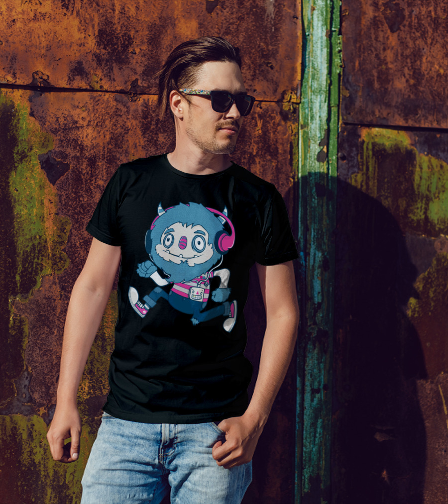 Funky Monster Beats Retro Headphones Cartoon T-Shirt