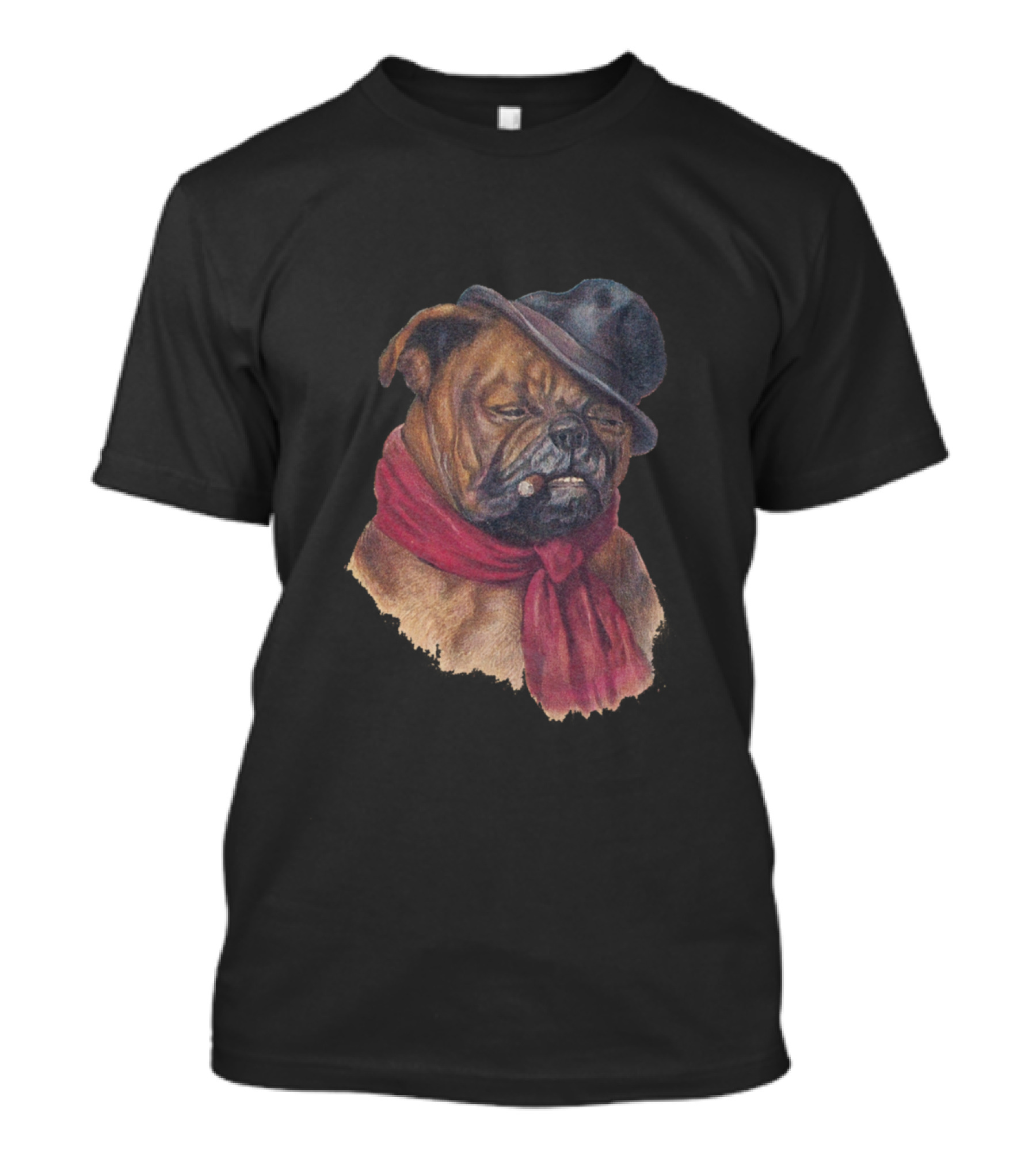 1890s Bulldog With Cigar And Bowler Hat In Red Scarf T-Shirt
