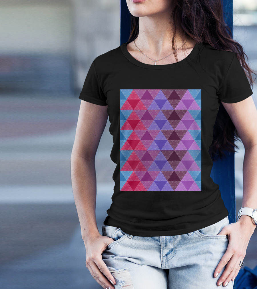 Funky Multicolor Geometric Triangle Pattern Structure T-Shirt
