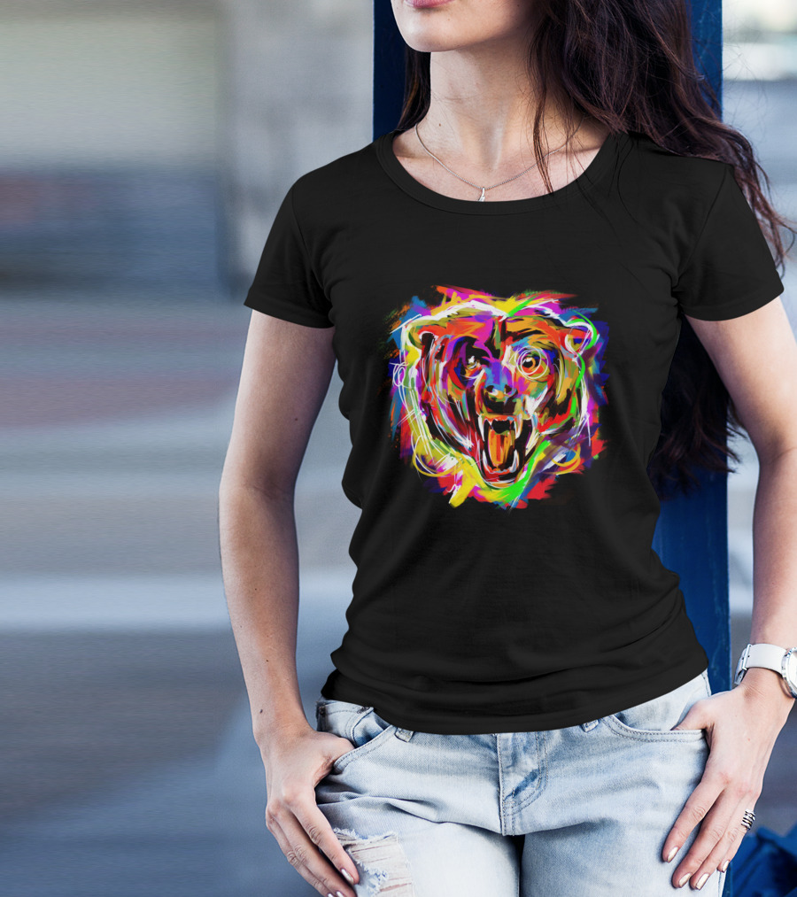 Bear With Me Colorful Bear Face T-Shirt