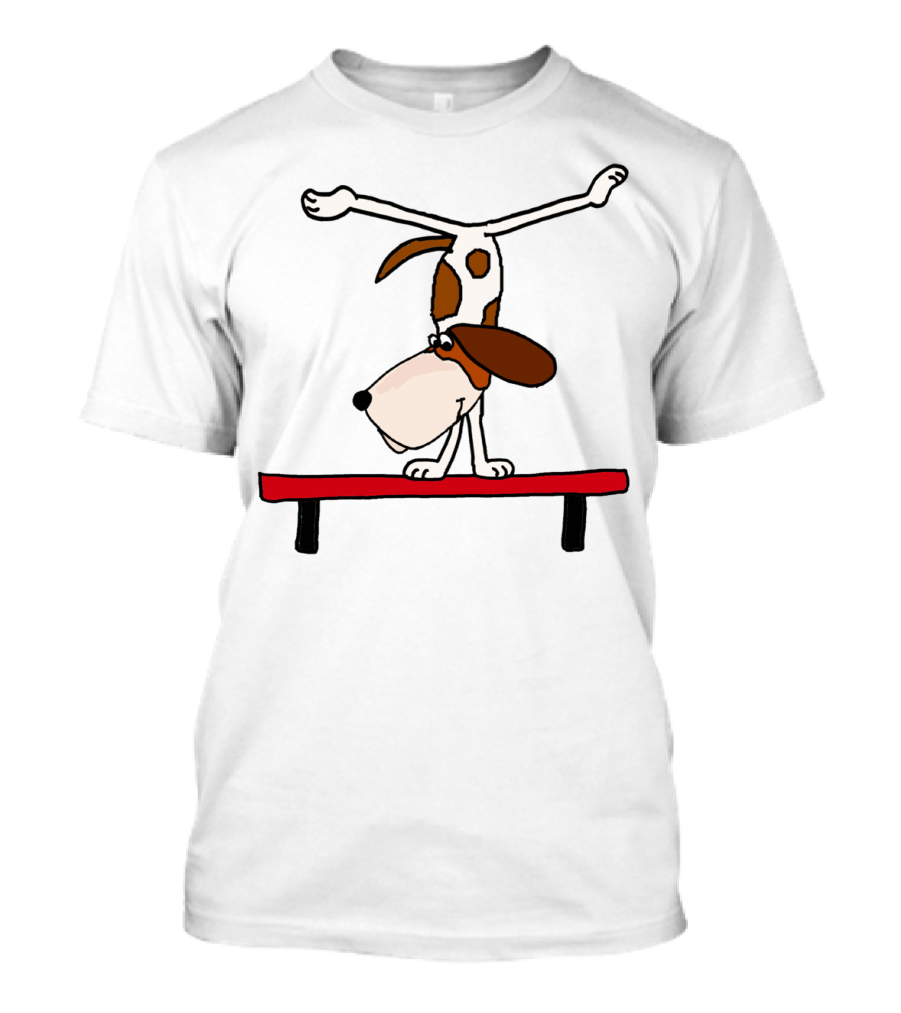 Basset Hound Performing Handstand On Balance Beam Gymnastics Humor T-Shirt