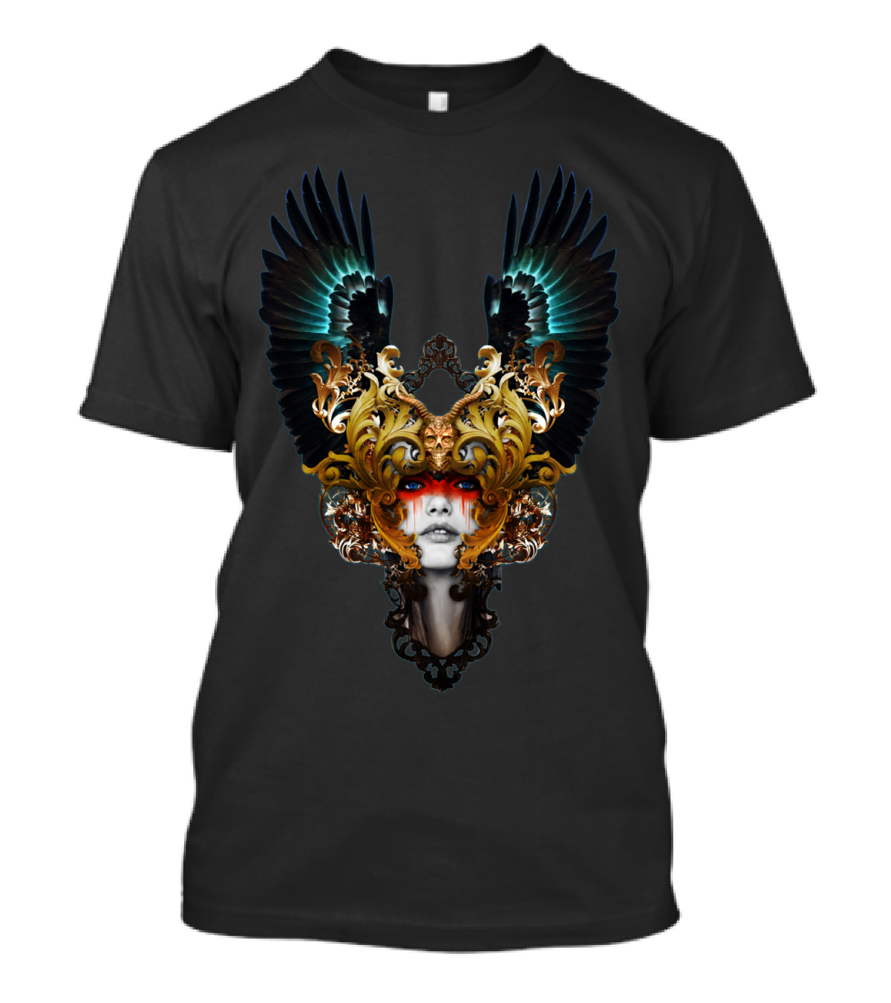 Archangel Baroque Ornate Wings Masked Face T-Shirt