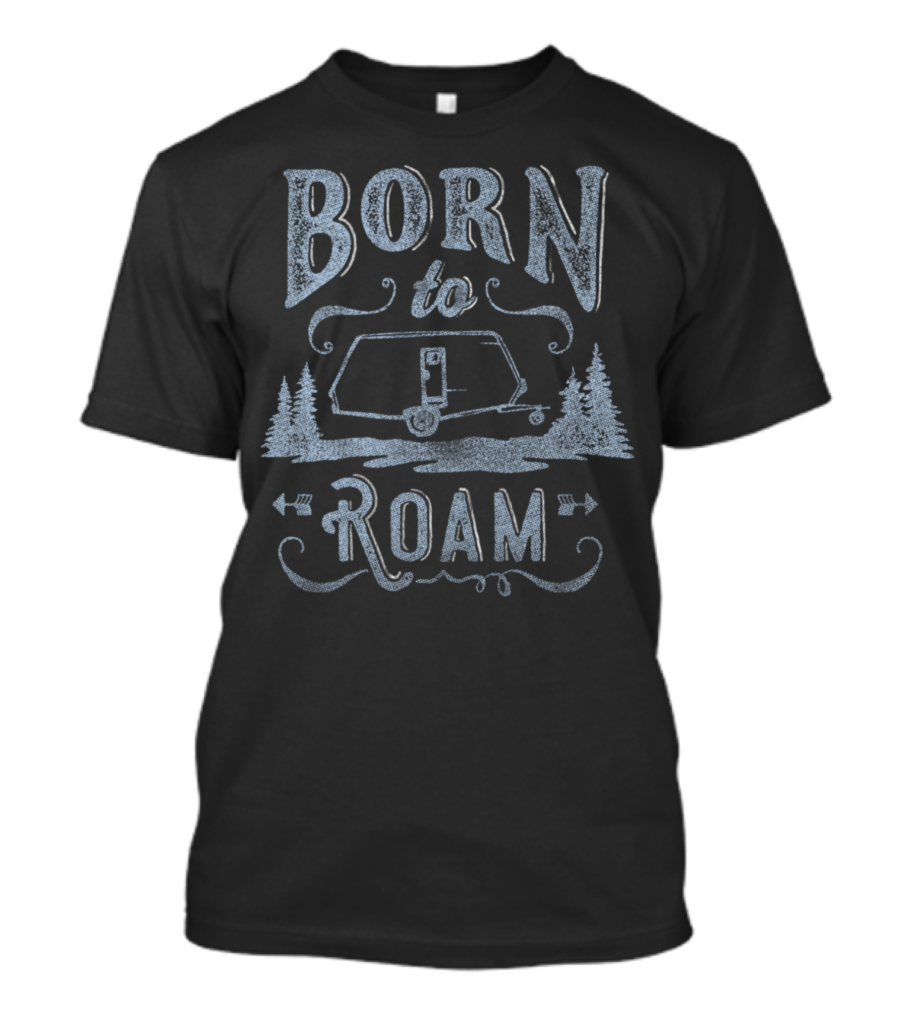 Born To Roam Camper Adventure Forest Scene T-Shirt