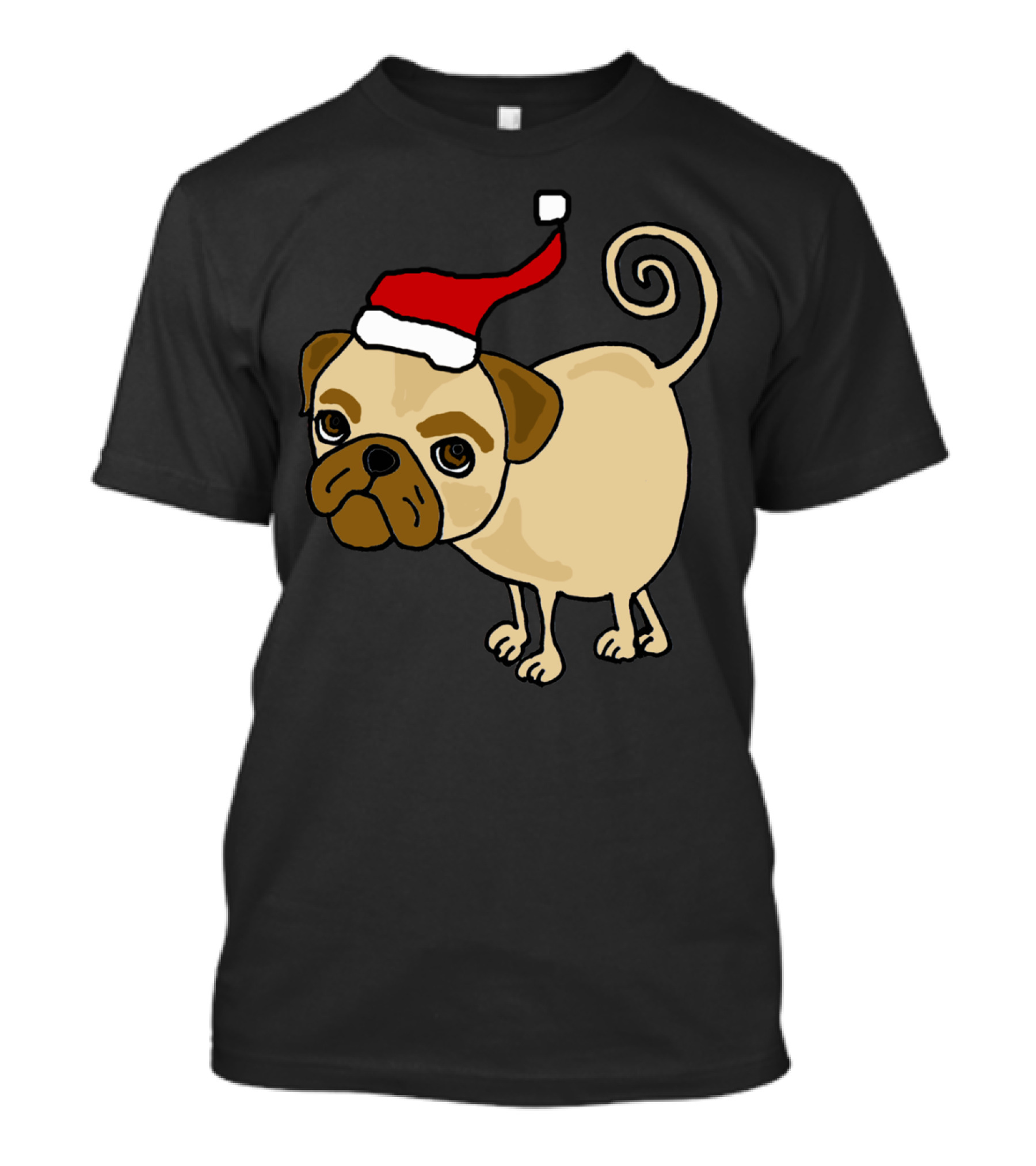 Funny Christmas Pug With Santa Hat Original T-Shirt