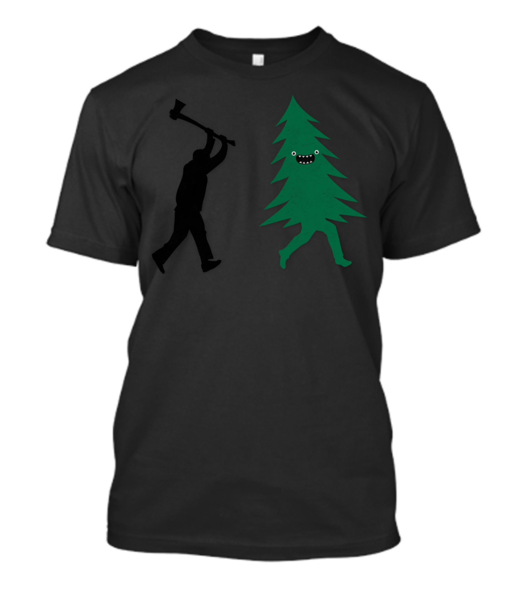 Lumberjack Chasing Happy Christmas Tree With Axe T-Shirt