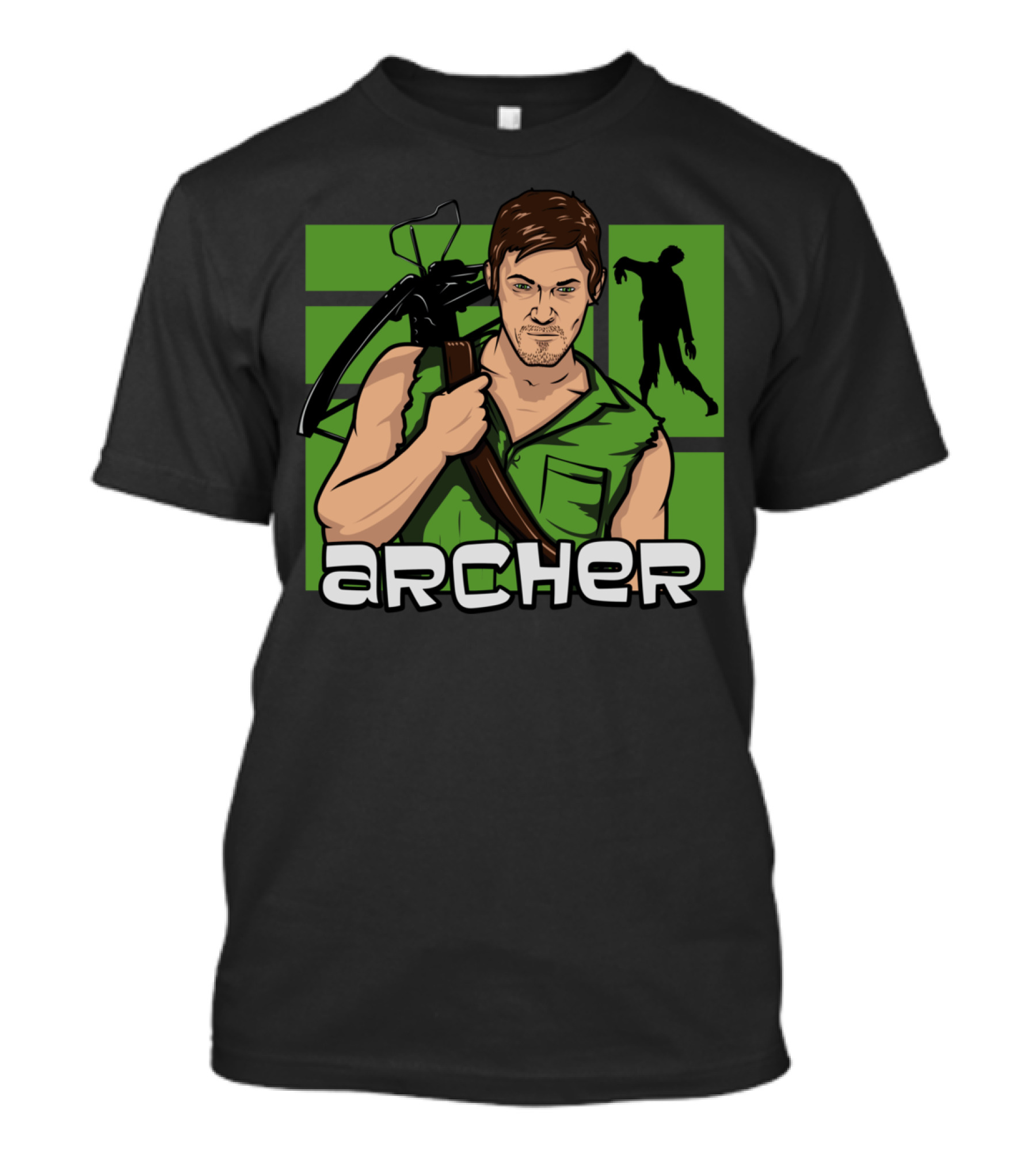 Archer Crossbow Zombie Hunter Icon With Green Background T-Shirt