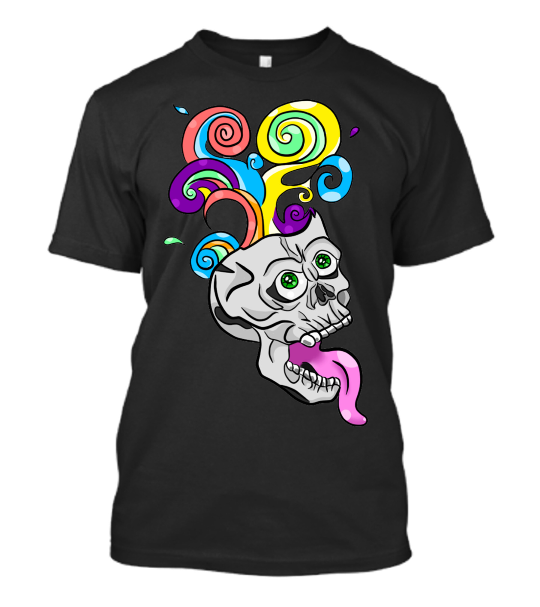 Creative Mind Skull With Colorful Swirls And Spirals By ByA T-Shirt