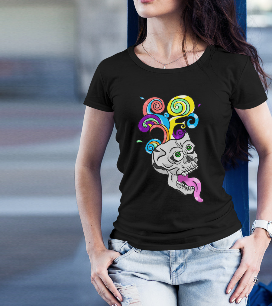 Creative Mind Skull With Colorful Swirls And Spirals By ByA T-Shirt