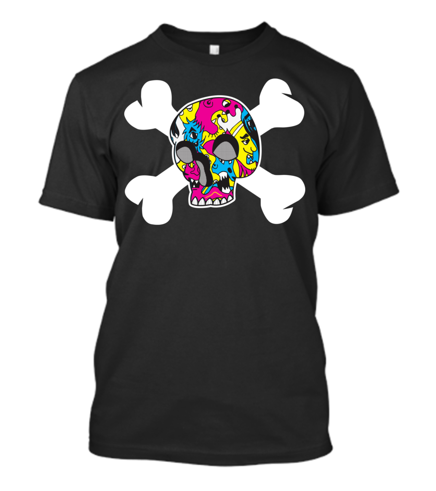 Colorful Creative Monsters Skull And Crossbones T-Shirt