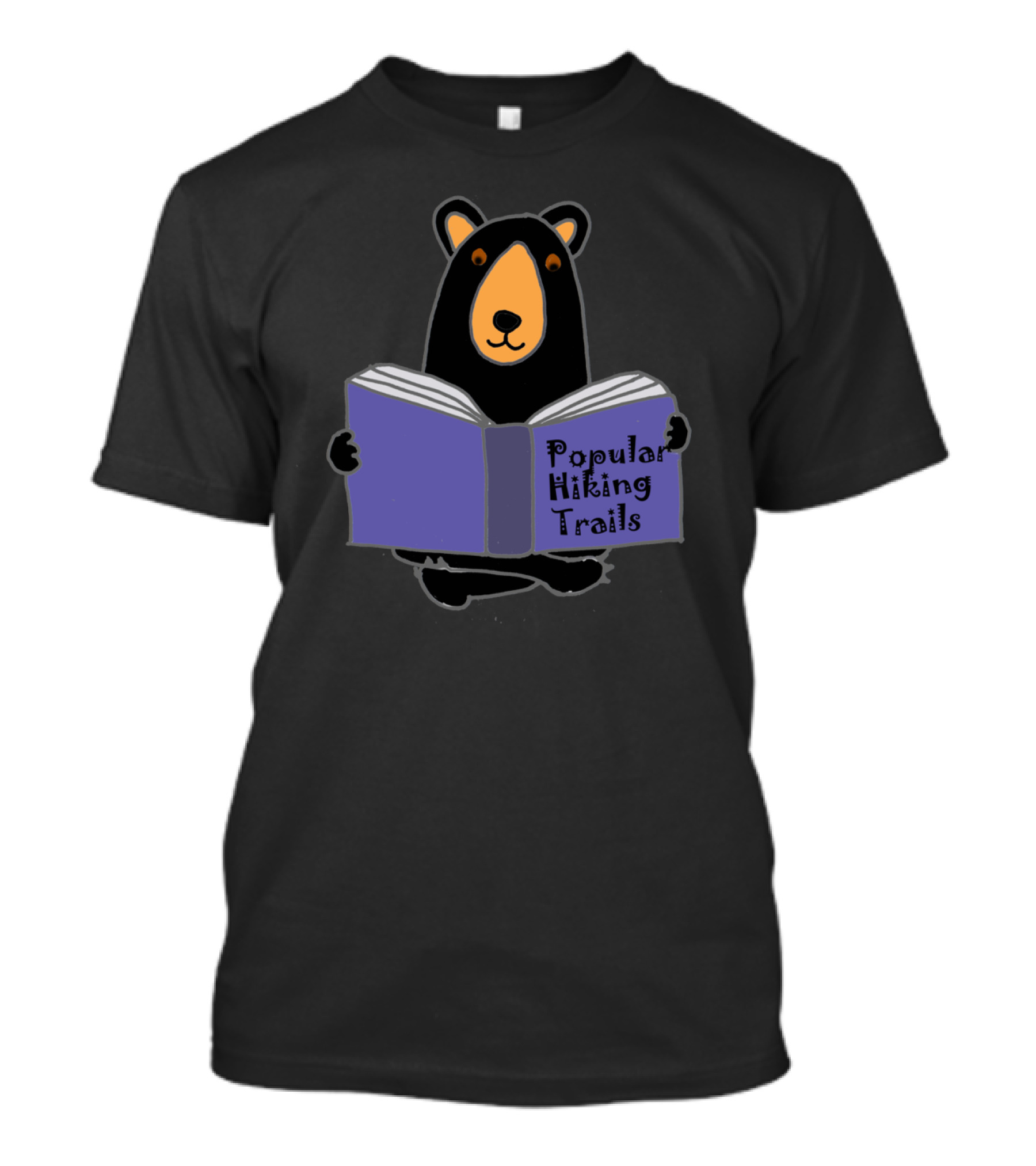 Funny Cool Black Bear Reading Popular Hiking Trails Book T-Shirt