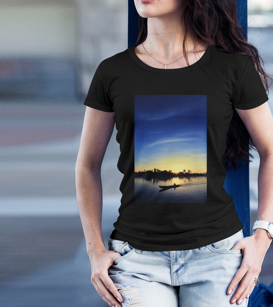 Borneo Blues Sunset Reflection Over Calm Waters T-Shirt