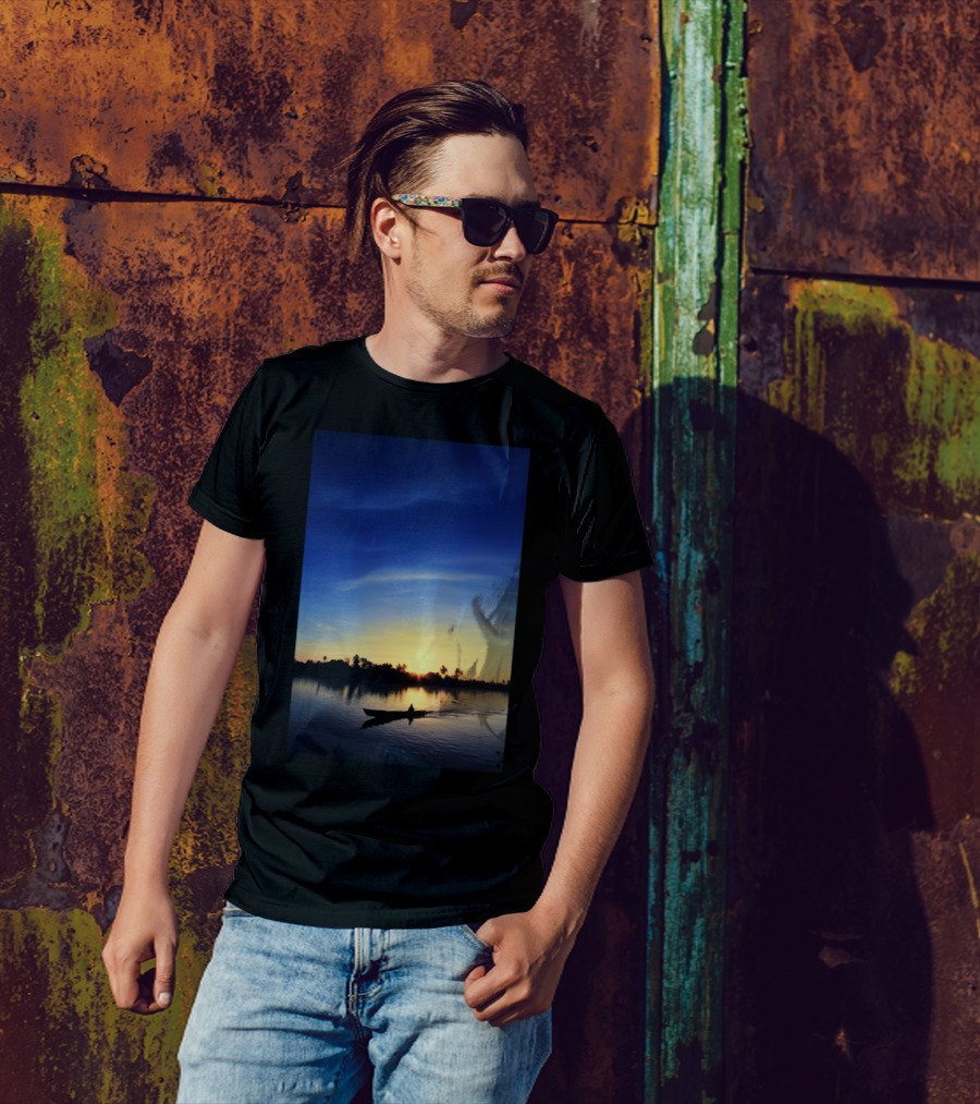 Borneo Blues Sunset Reflection Over Calm Waters T-Shirt