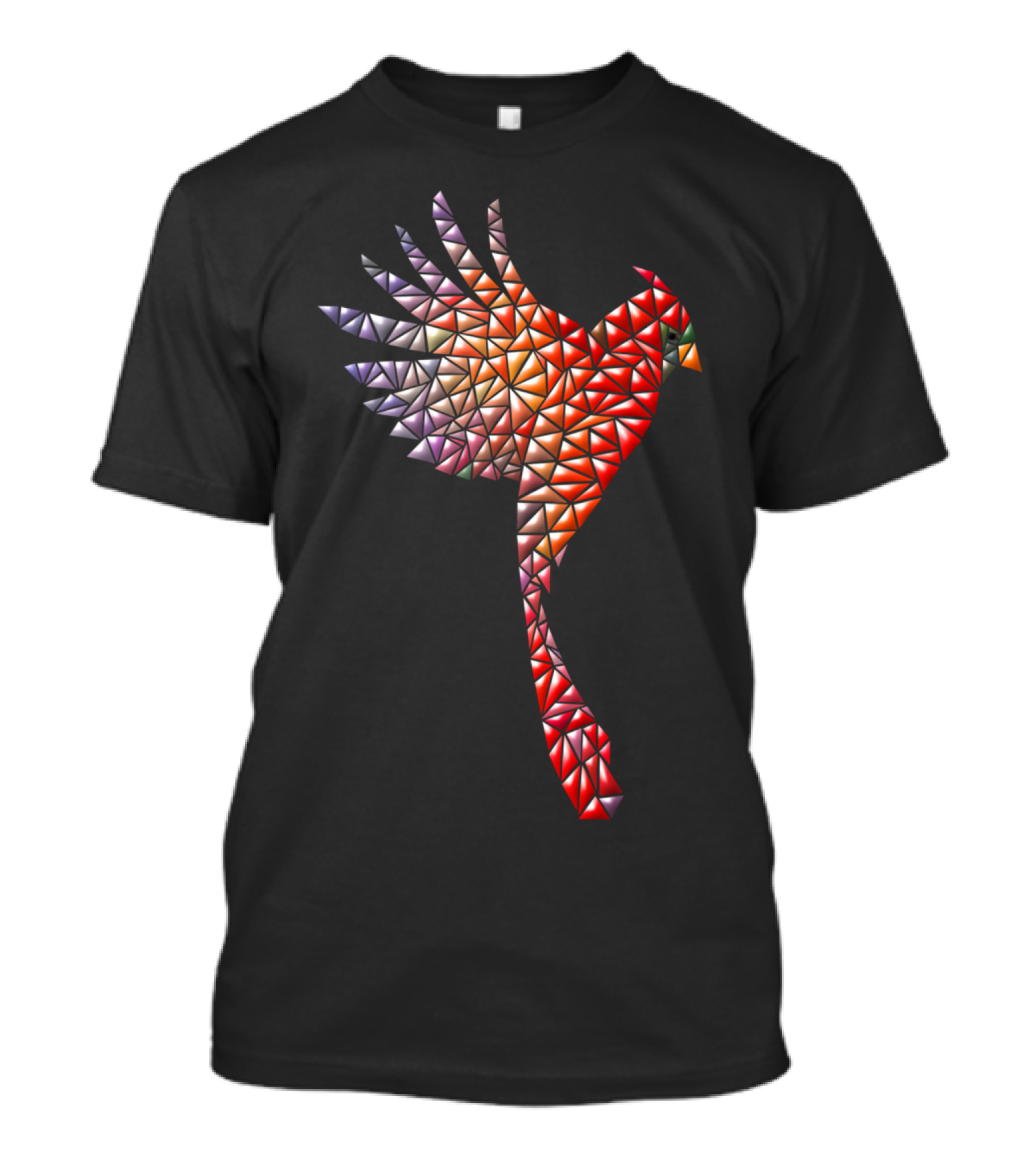 Cardinal Geometric Mosaic Pattern Bird T-Shirt