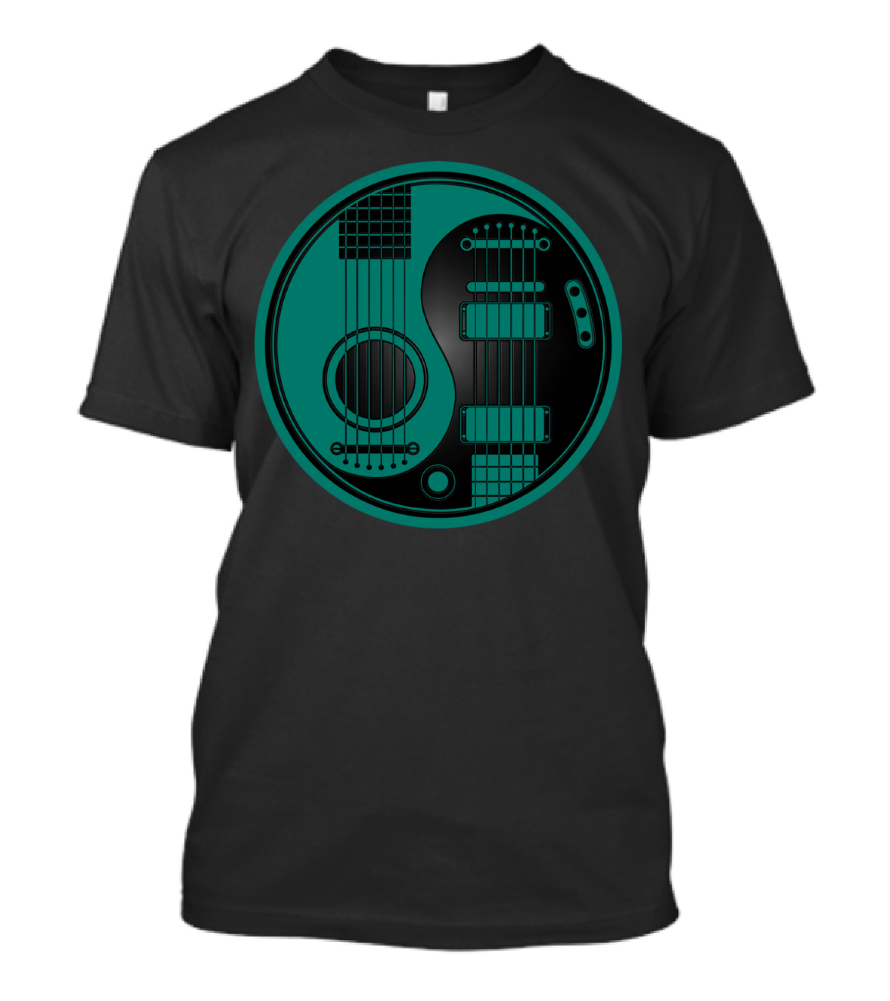 Teal Blue And Black Acoustic Electric Guitars Yin Yang T-Shirt