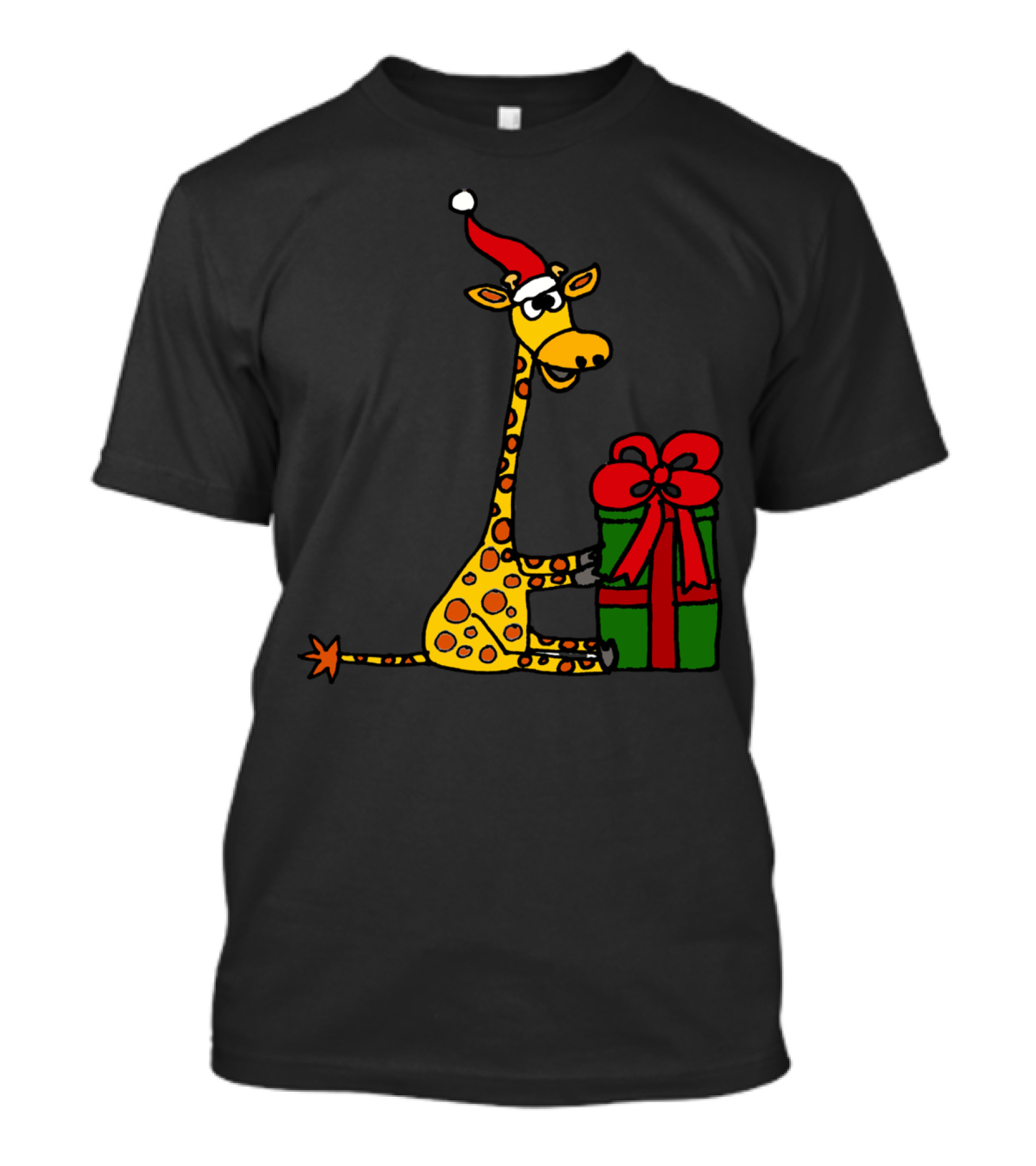 Funny Cool Giraffe Santa Hat Present T-Shirt
