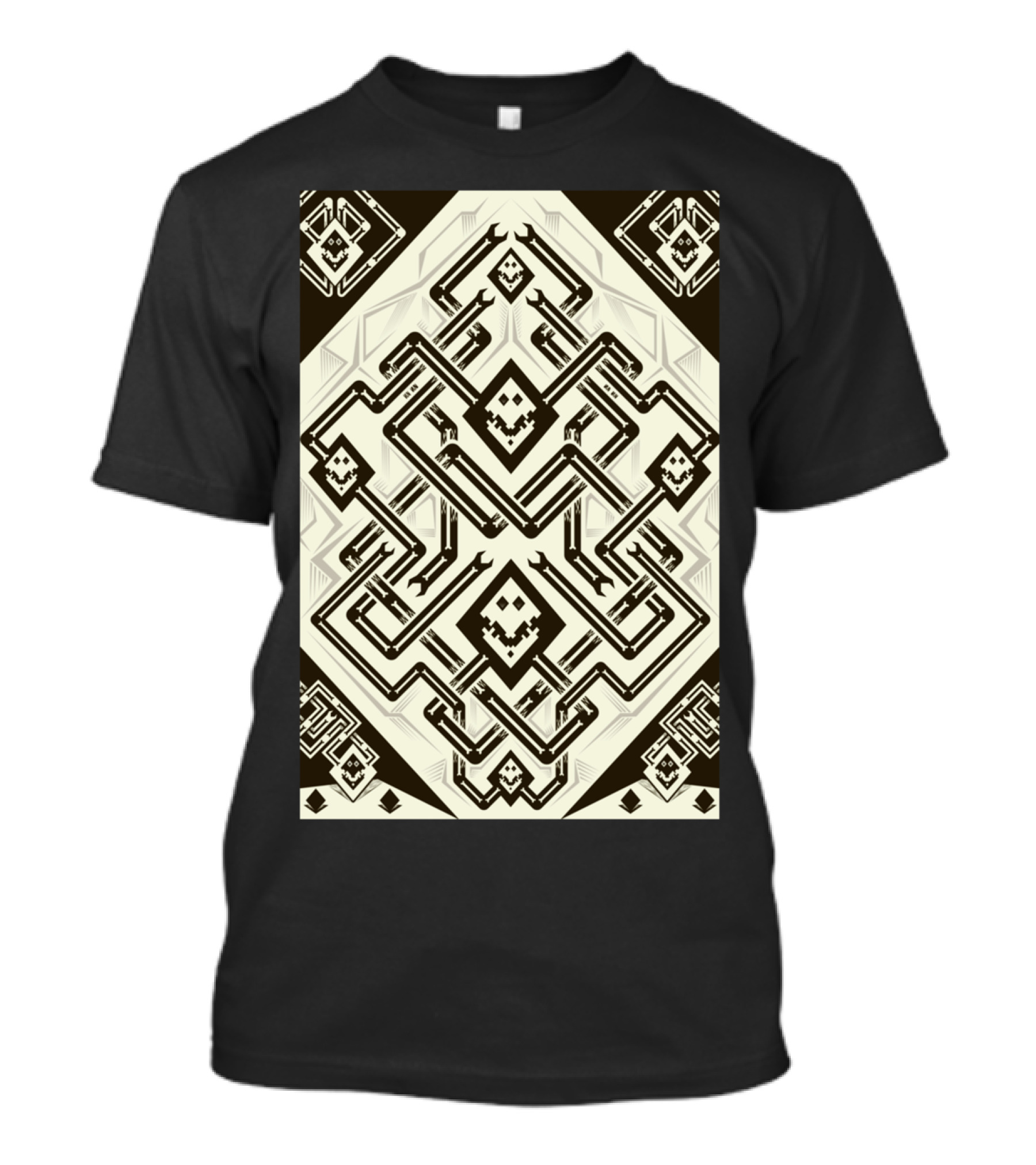 Cards Diamond Skulls Pattern Maze T-Shirt
