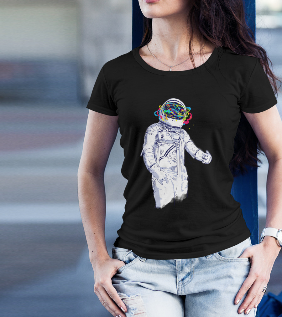 Creative Space Astronaut With Colorful Helmet Explosion T-Shirt
