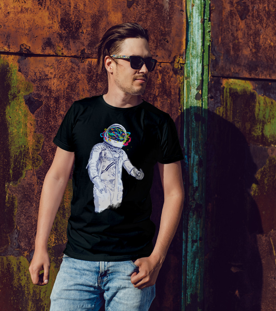 Creative Space Astronaut With Colorful Helmet Explosion T-Shirt