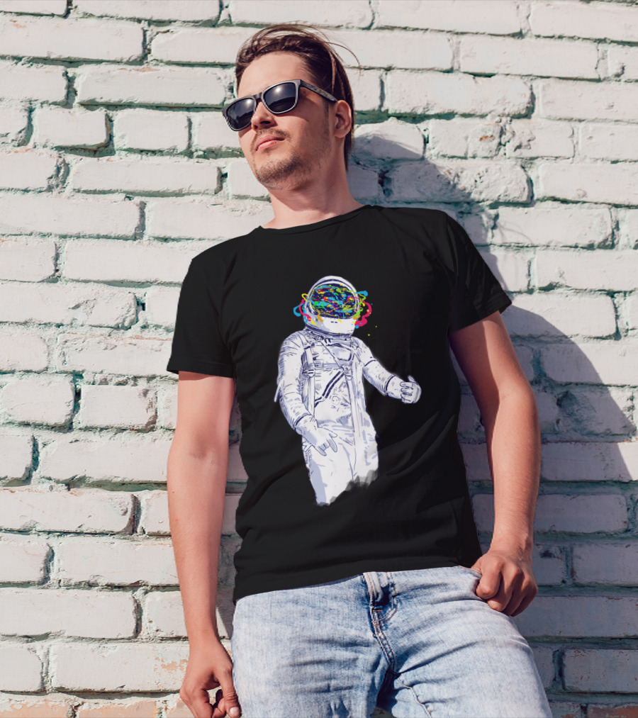 Creative Space Astronaut With Colorful Helmet Explosion T-Shirt